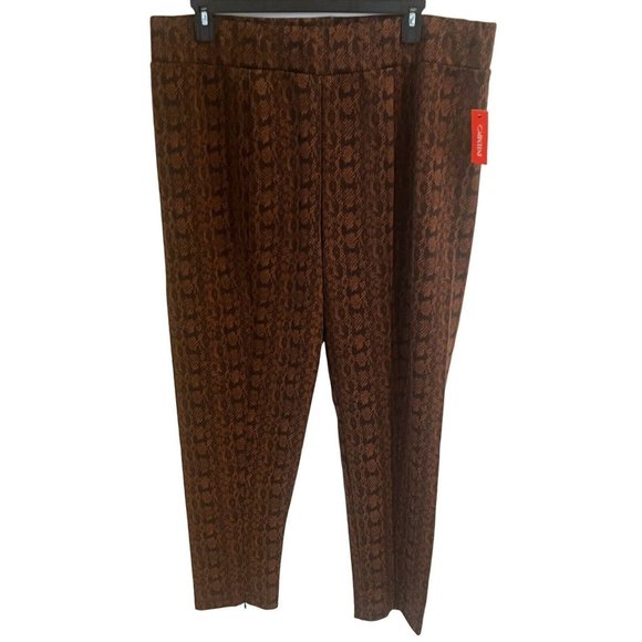 INTEMPO Women's Plus Size Fitted Scuba Dress Pants Brown Snake Size 3X NWT - Picture 5 of 6
